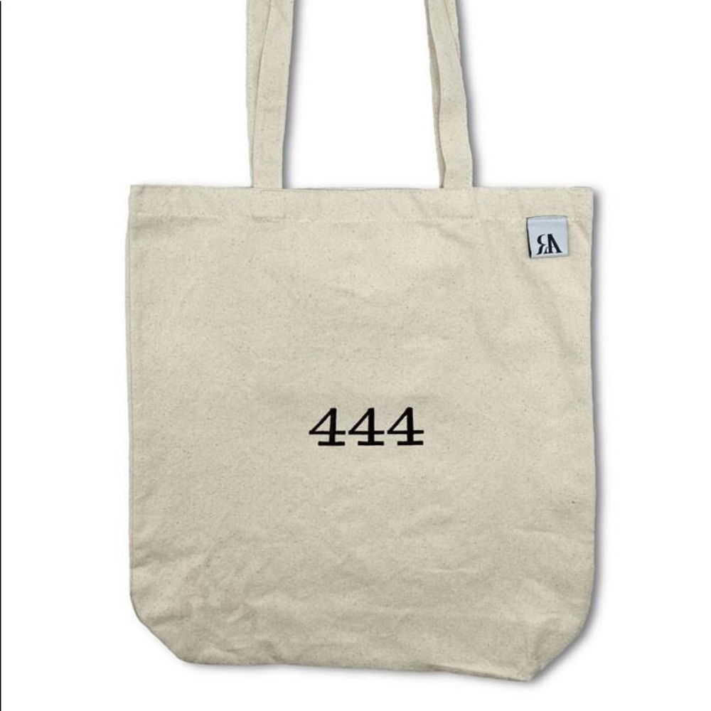 444 embroidered angel tote bag